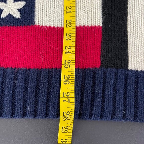 Vintage Y2K American Eagle Men Sweater Size XL 100% Wool Flag Patchwork Preppy - Picture 15 of 15